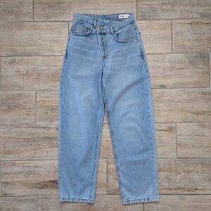 Collusion x004 Baggy Dad Jeans Women's Offset Button Fly Light Wash High Rise 24